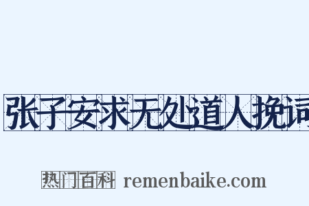 张子安求无处道人挽词是什么意思的图片